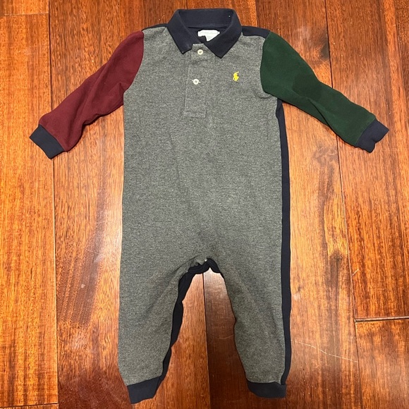 Ralph Lauren Babygrow Colour-Blocked Cotton Jumpsuit Polo Coveralls One Piece - Picture 2 of 8